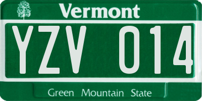 VT license plate YZV014