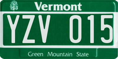 VT license plate YZV015