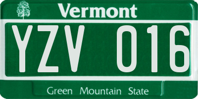 VT license plate YZV016