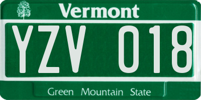 VT license plate YZV018