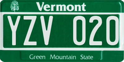 VT license plate YZV020