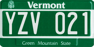 VT license plate YZV021