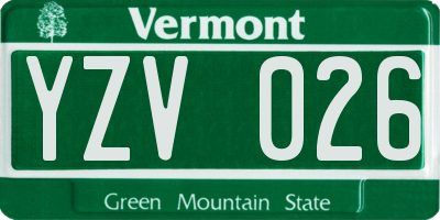 VT license plate YZV026