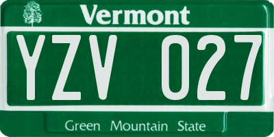VT license plate YZV027