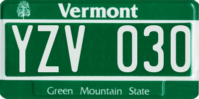 VT license plate YZV030