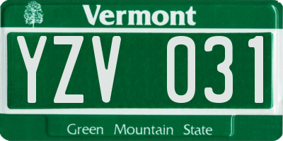 VT license plate YZV031