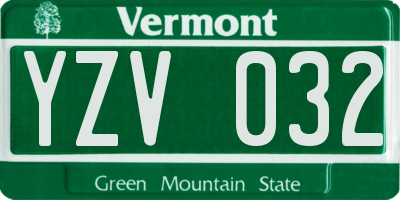 VT license plate YZV032