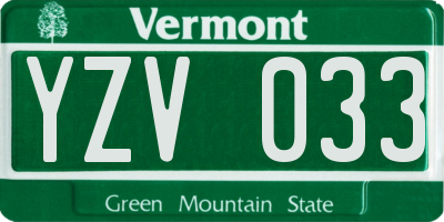 VT license plate YZV033