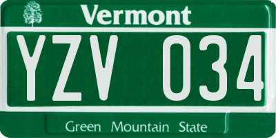 VT license plate YZV034