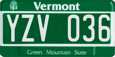 VT license plate YZV036