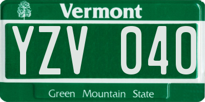 VT license plate YZV040