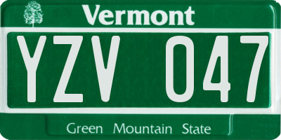 VT license plate YZV047