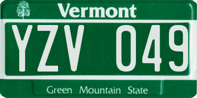 VT license plate YZV049