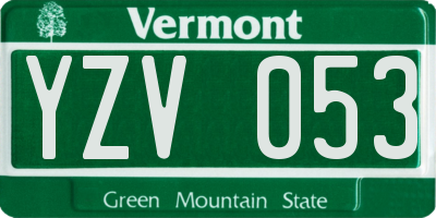 VT license plate YZV053