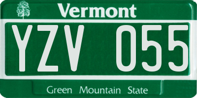 VT license plate YZV055