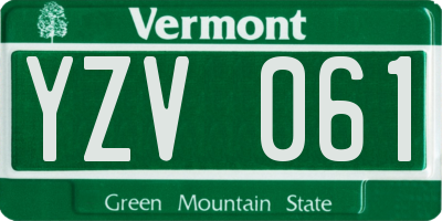 VT license plate YZV061