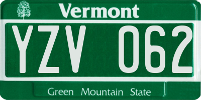 VT license plate YZV062