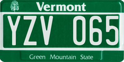 VT license plate YZV065