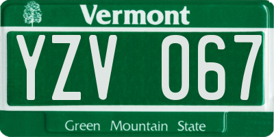 VT license plate YZV067