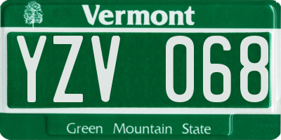 VT license plate YZV068