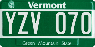 VT license plate YZV070