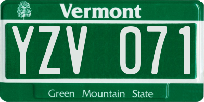 VT license plate YZV071
