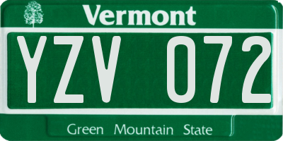 VT license plate YZV072