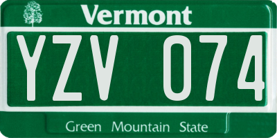 VT license plate YZV074