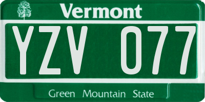 VT license plate YZV077