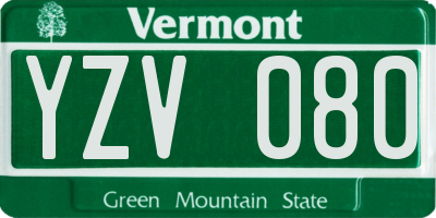 VT license plate YZV080