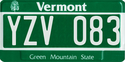 VT license plate YZV083