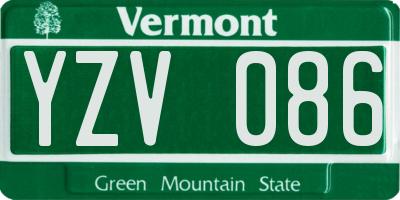 VT license plate YZV086