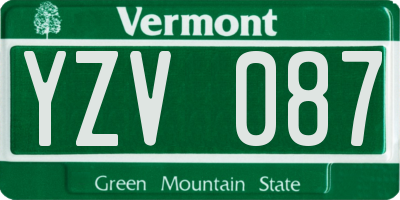 VT license plate YZV087
