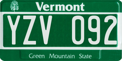 VT license plate YZV092