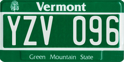 VT license plate YZV096