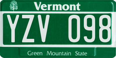 VT license plate YZV098