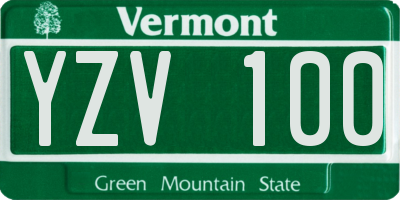 VT license plate YZV100
