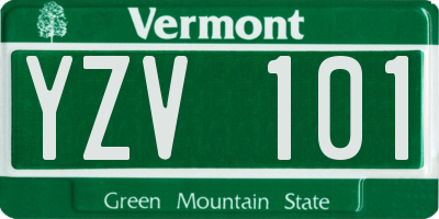 VT license plate YZV101