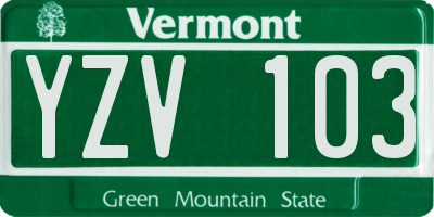 VT license plate YZV103