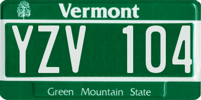VT license plate YZV104