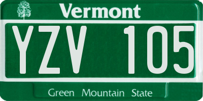 VT license plate YZV105