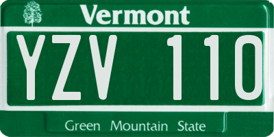 VT license plate YZV110