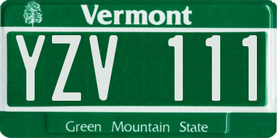 VT license plate YZV111