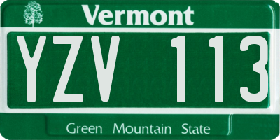 VT license plate YZV113