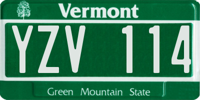 VT license plate YZV114