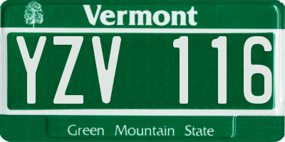 VT license plate YZV116