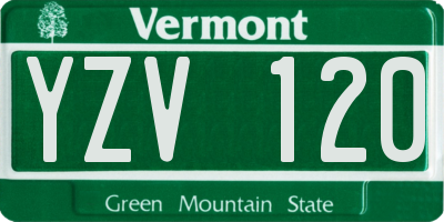 VT license plate YZV120