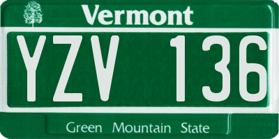 VT license plate YZV136