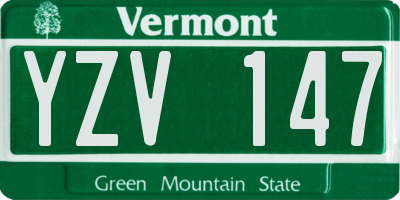 VT license plate YZV147