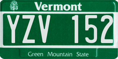 VT license plate YZV152